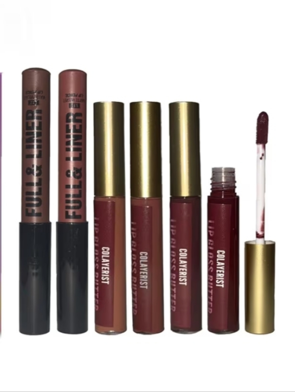 6Pcs Lip Liner and Gloss Set, 2 Matte Liners with 4 Shiny Glosses